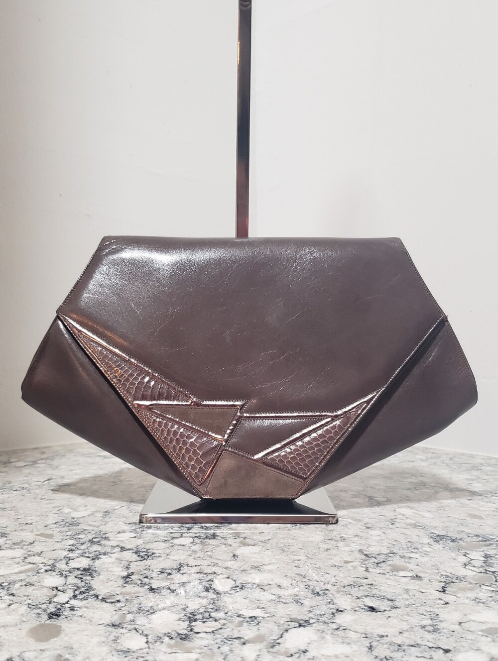 Bally Italy Vintage 1980s Structured Leather Shoulder Bag Clutch - Picture 11 of 12